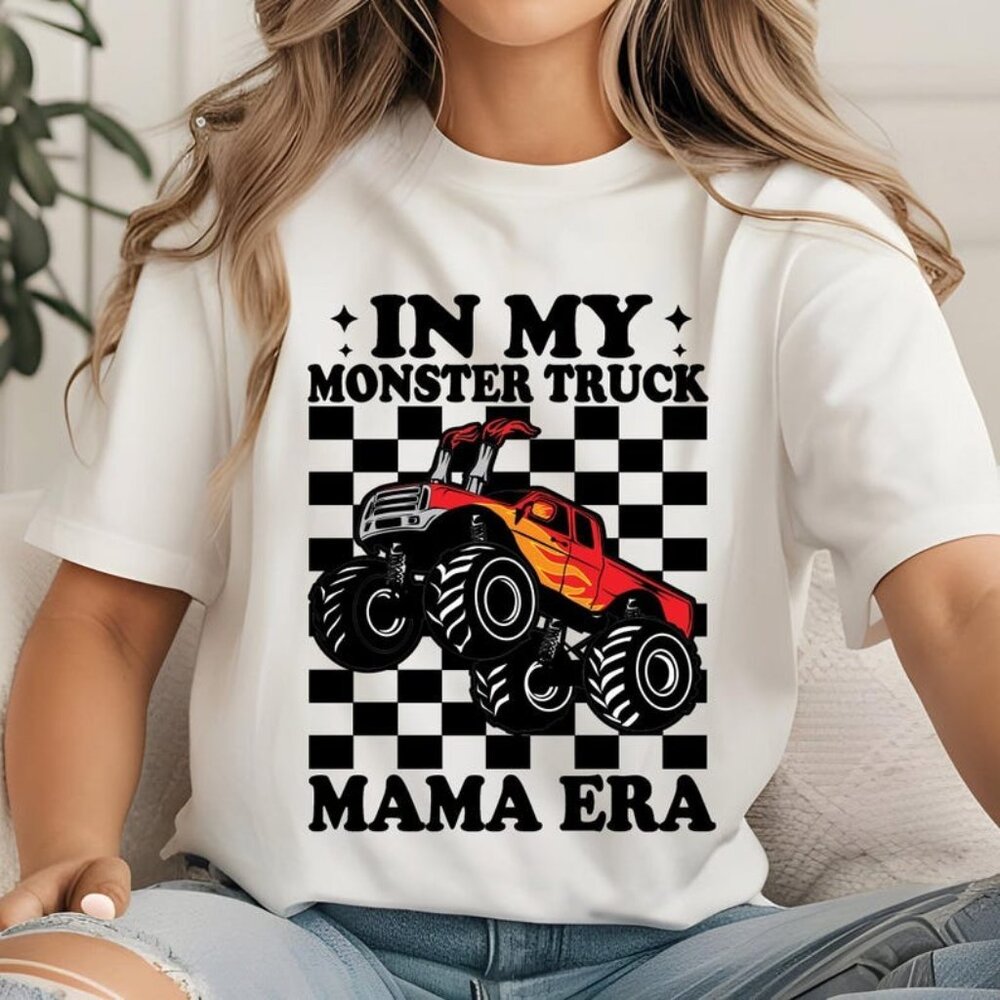 In My Monster Truck Mama Era Monster Truck Mom Women Groovy T-Shirt